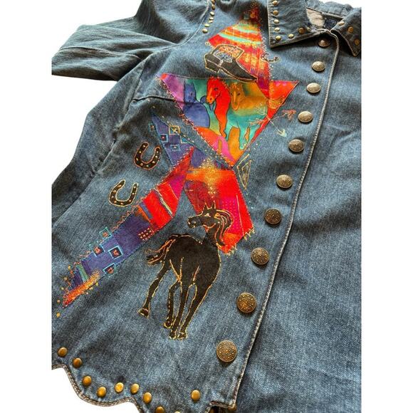 Montanaco Women’s Western Horse Themed Embellished Denim Jacket - L - Picture 3 of 9